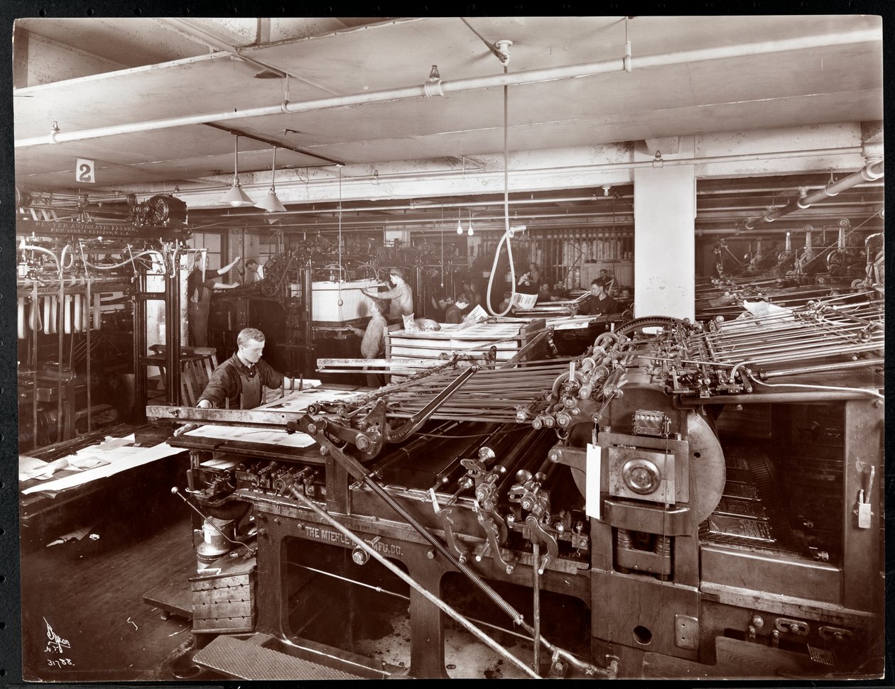 Et presselokale på McCall Publishing Co., New York, 1913 (sølv gelatinetryk) af Byron Company