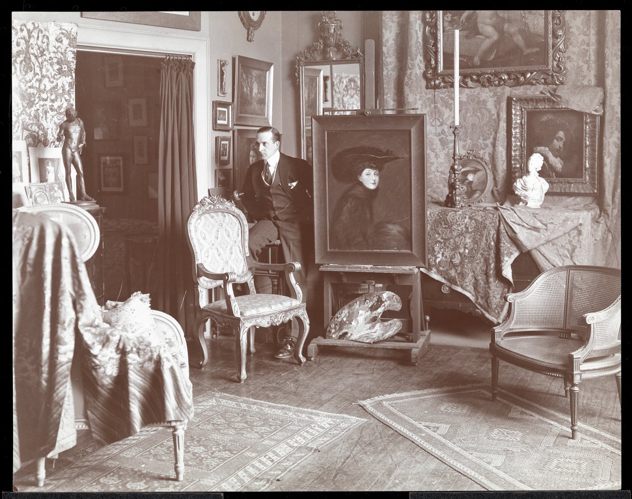 Malcolm Strauss i sit atelier i New York, ca. 1895 (sølv gelatinetryk) af Byron Company