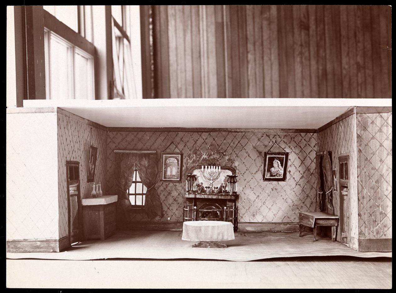Model af sættet af et uidentificeret skuespil designet af Ernest Gros, 1899 (sølv gelatinetryk) af Byron Company