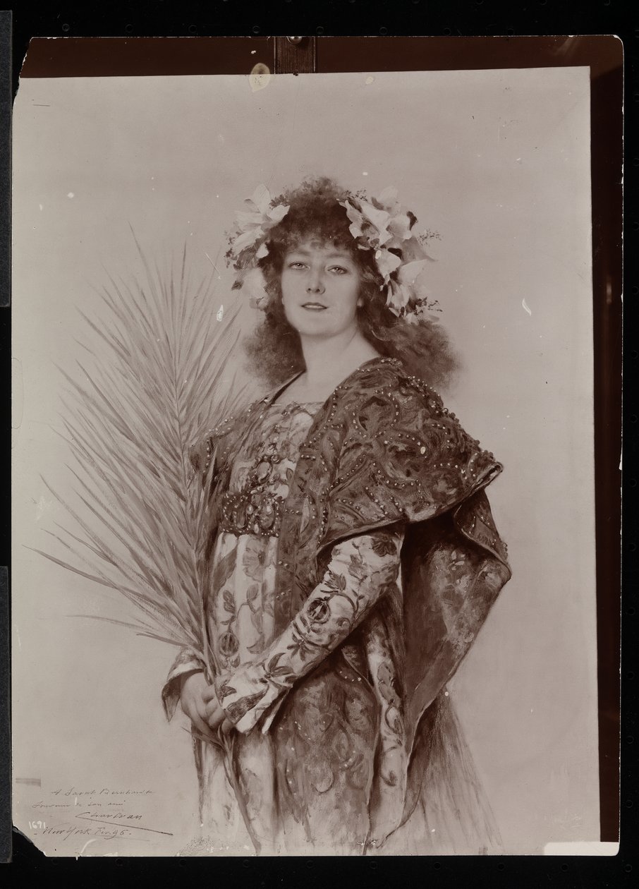 Portræt af Sarah Bernhardt som Gismonda, 1895 eller 1896 (sølv gelatinetryk) af Byron Company