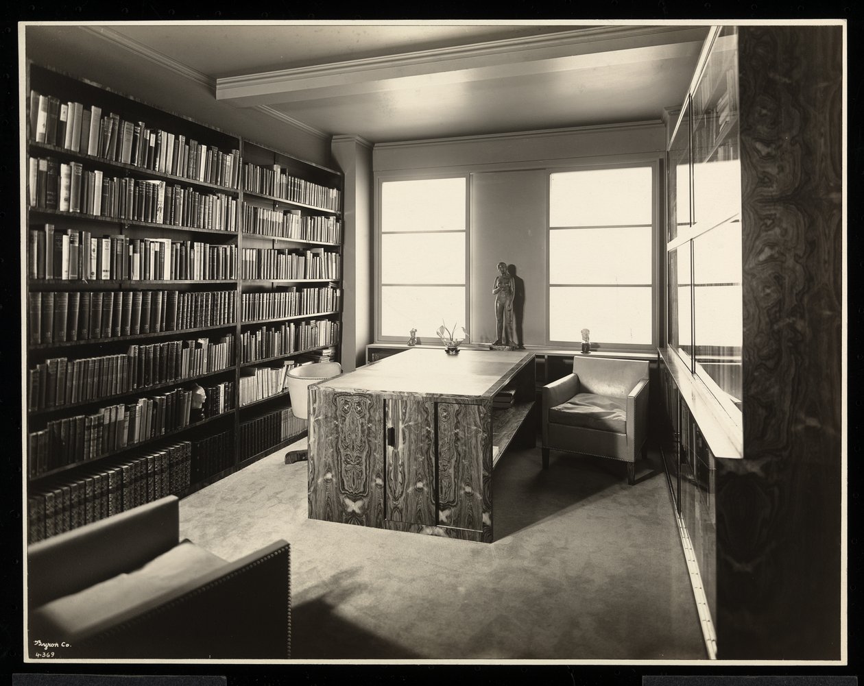 Biblioteket i Mr. John A. Dunbars hjem, 50 East 77th Street, New York, 1931 (sølv gelatinetryk) af Byron Company