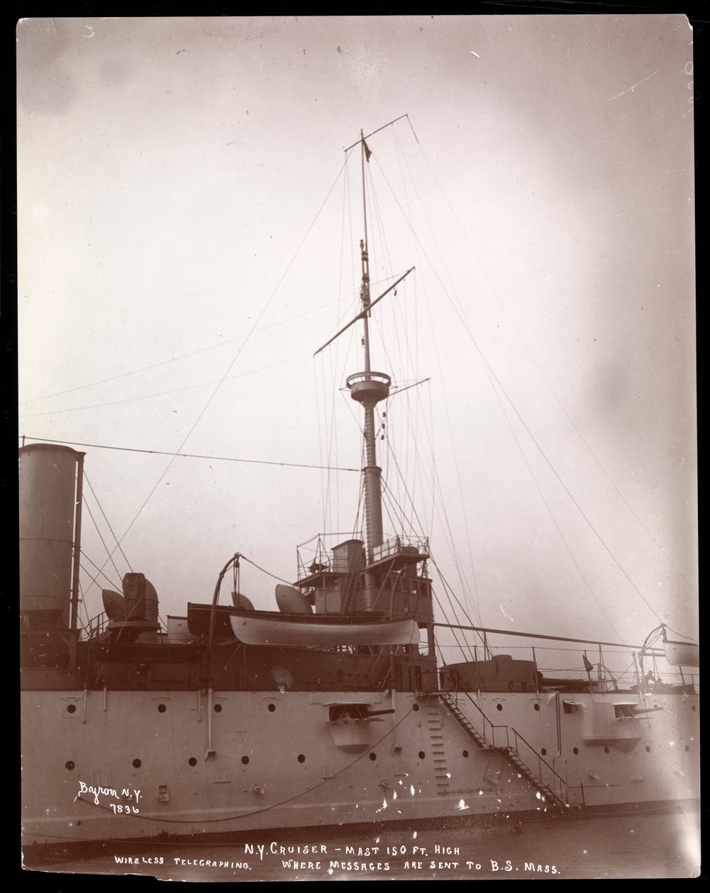 Wireless Telegraphing: Den 150 fods mast, hvorfra Marconis trådløse signal blev sendt til Boston, Massachusetts, 1899-1900 (sølv gelatinetryk) af Byron Company