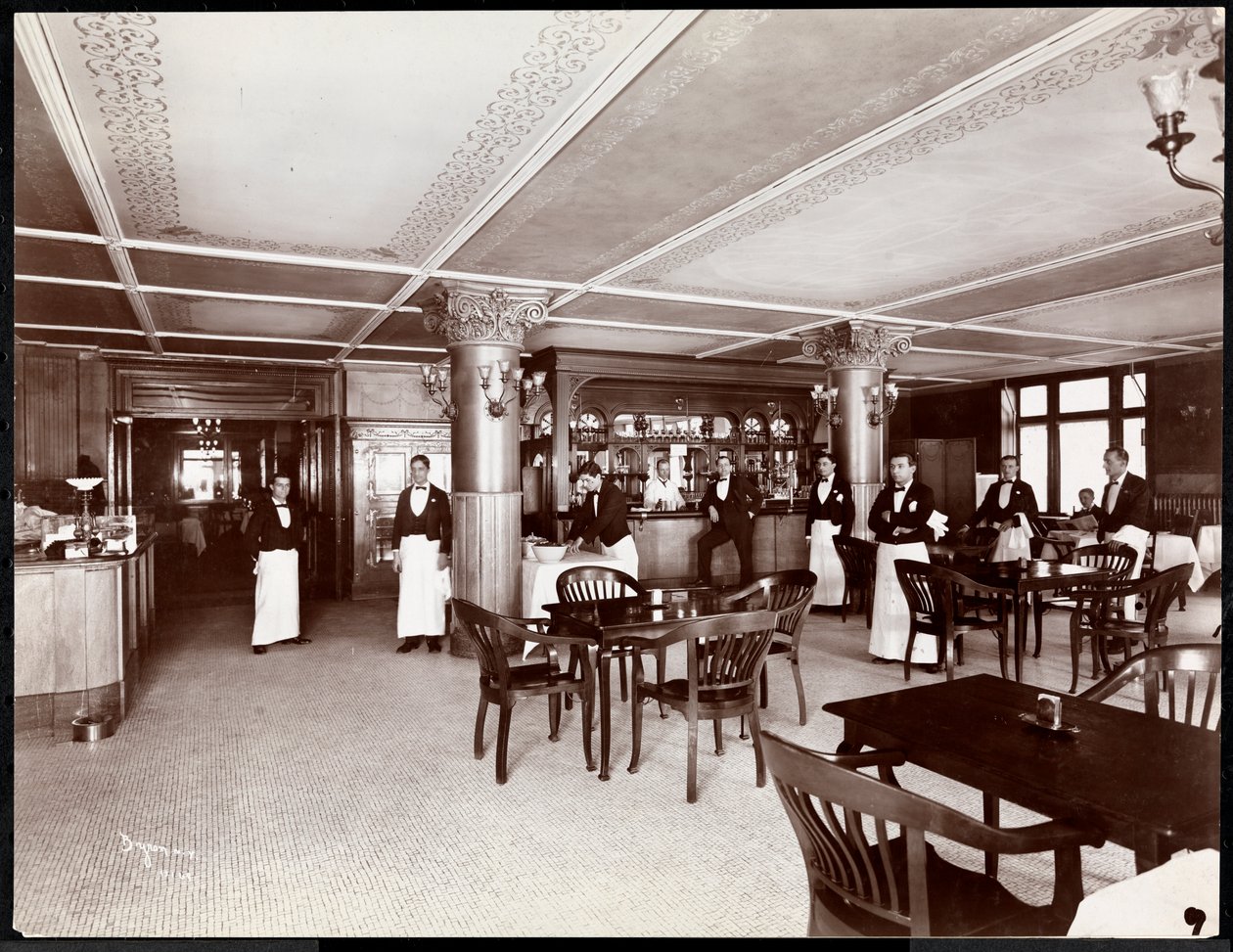 Cafe på Hotel Majestic, 1902 (sølvgelatineprint) af Byron Company