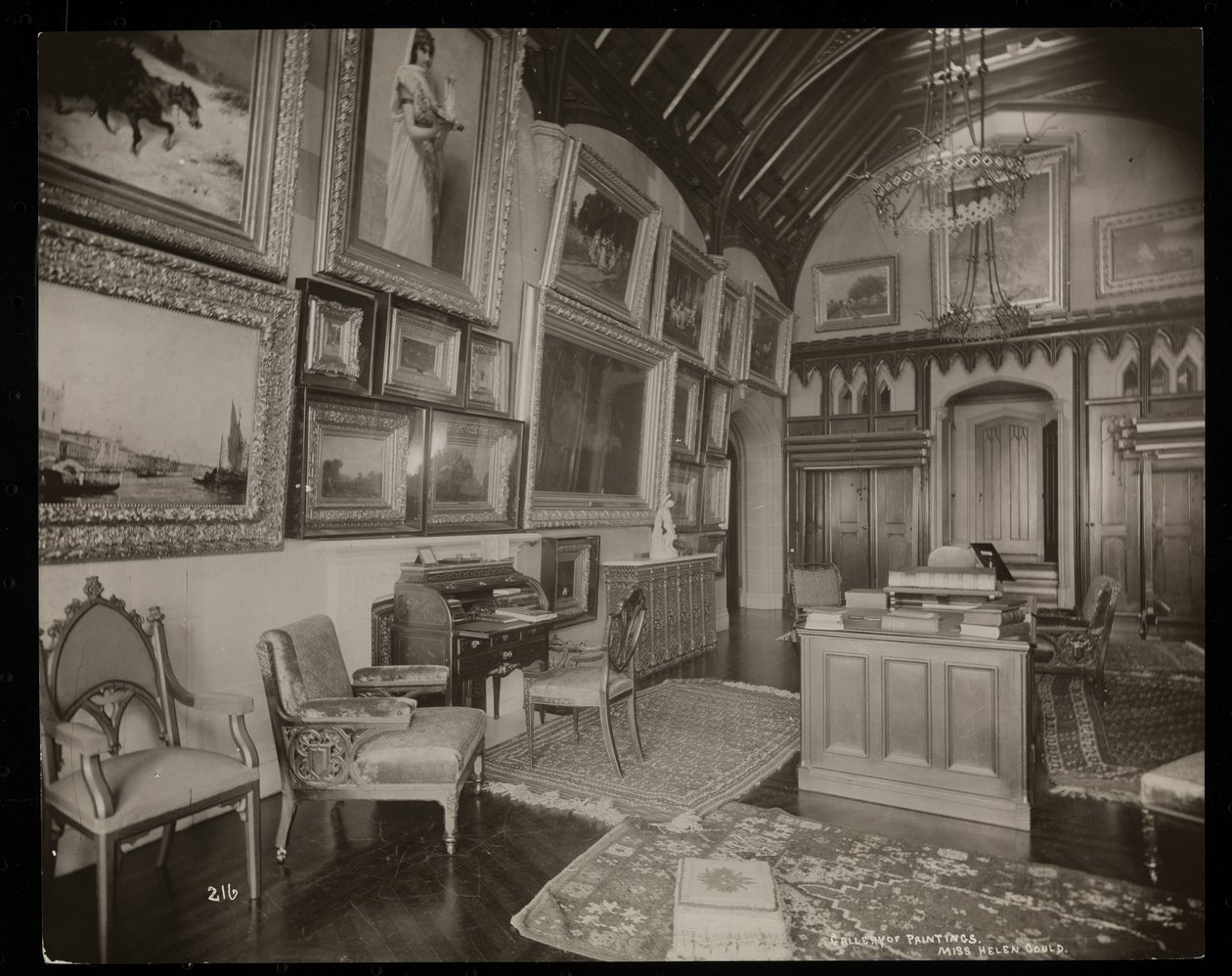 Kunstgalleriet på Helen Gould-ejendommen (sen Jay Gould-residens) i Tarrytown, New York, 1893-94 (sølv gelatinetryk) af Byron Company