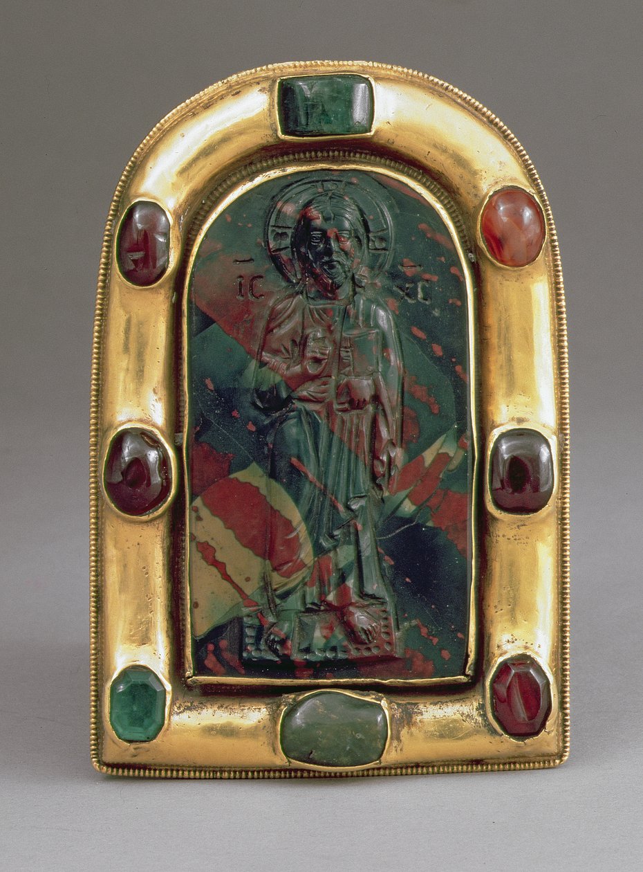 Cameo af Kristus, der velsigner (jaspis, guld og ædelstene) af Byzantine