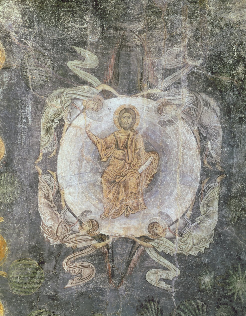 Kristus i Majestæt omgivet af fire engle, loftmaleri, 11.-14. århundrede af Byzantine