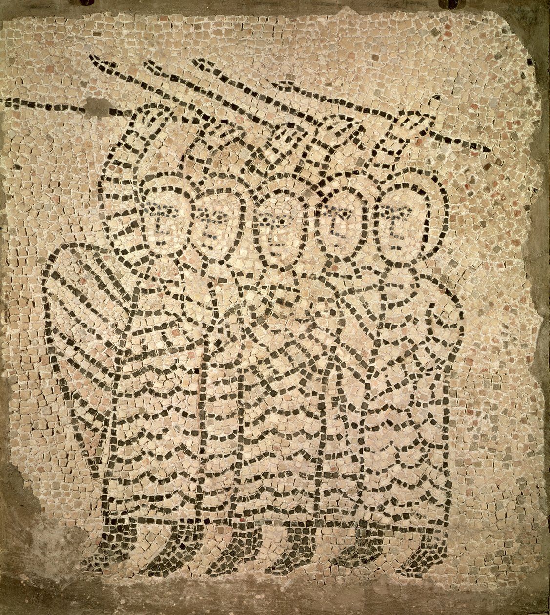 Johannes evangelistens fortov, detalje af fem korsfarere, 1213 mosaik af Byzantine