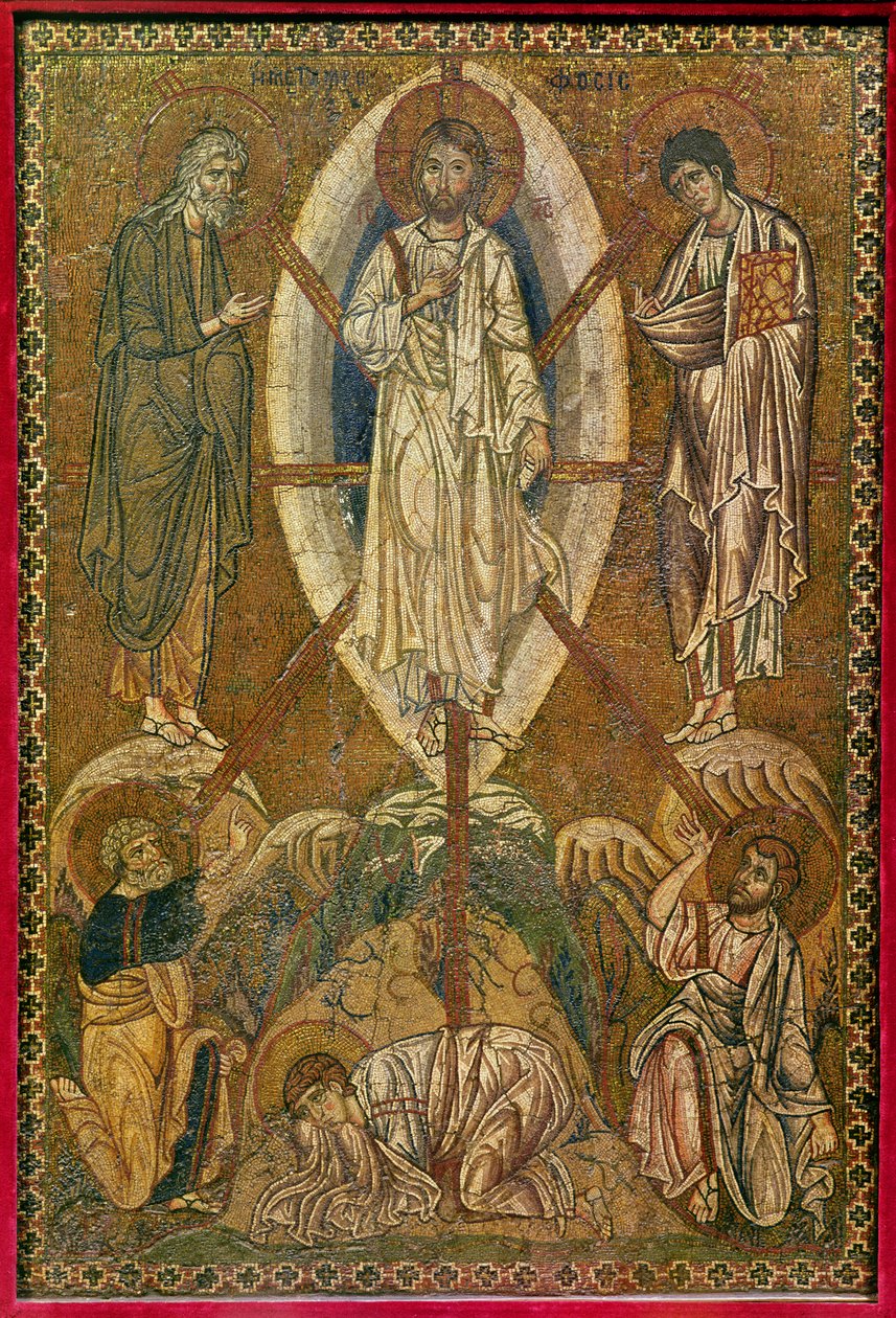 Bærbart ikon, der viser forvandlingen, 11.-12. århundrede (mosaik) af Byzantine