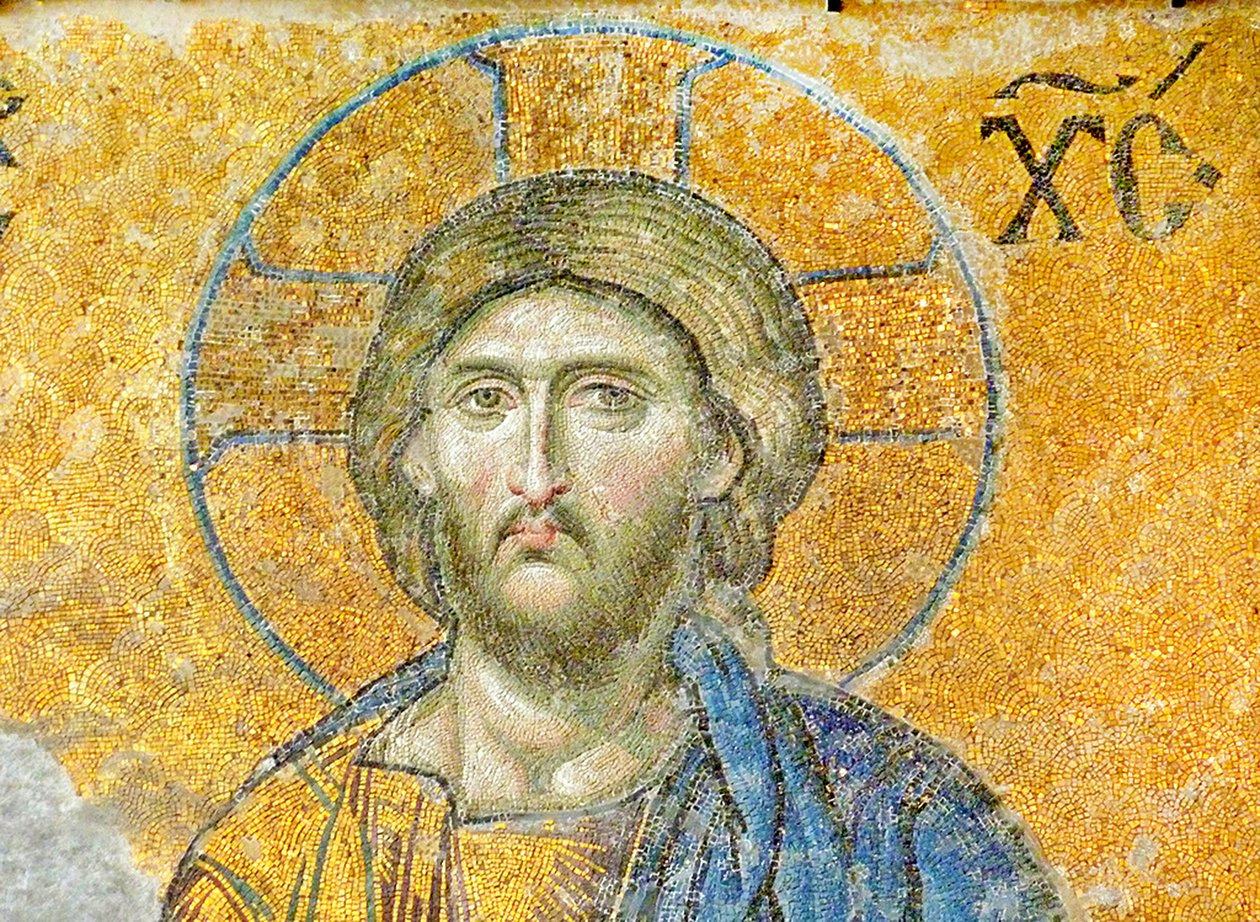 Deësis-mosaikken, der forestiller Kristus, Hagia Sophia, Tyrkiet, ca. 1261 (mosaik) af Byzantine