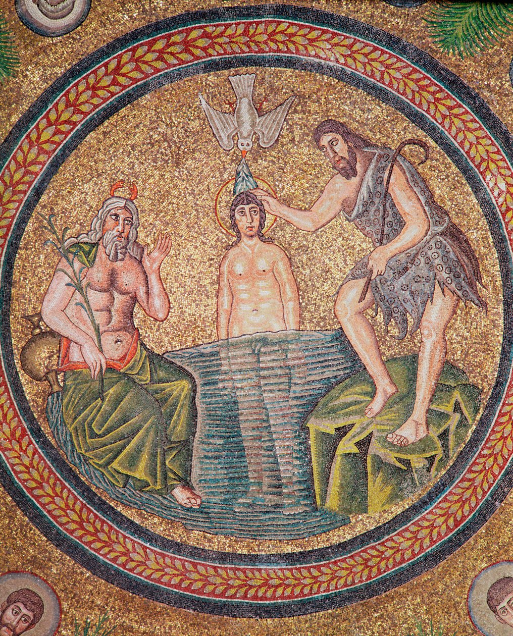 Kristi dåb af Johannes Døberen (mosaik) (detaljer fra 244978) af Byzantine School