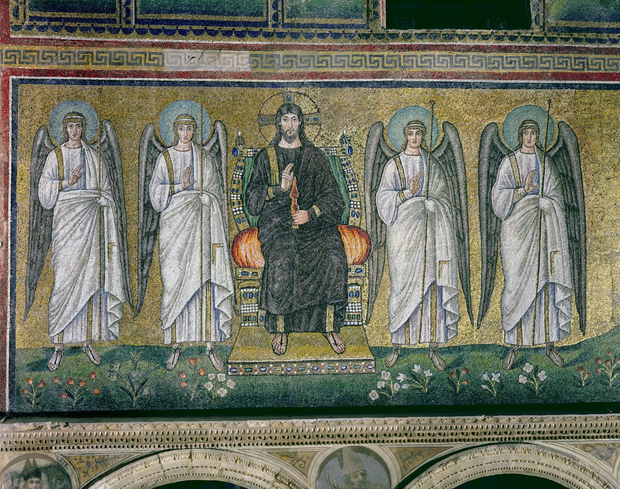 Kristus troner med englene (mosaik) af Byzantine School