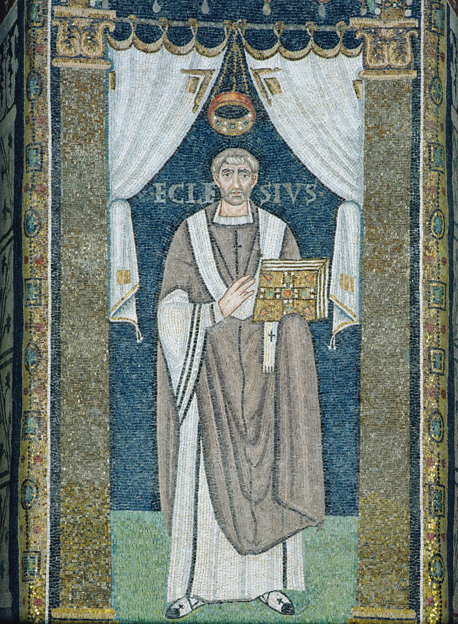 Ecclesio, en biskop af Ravenna (mosaik) af Byzantine School