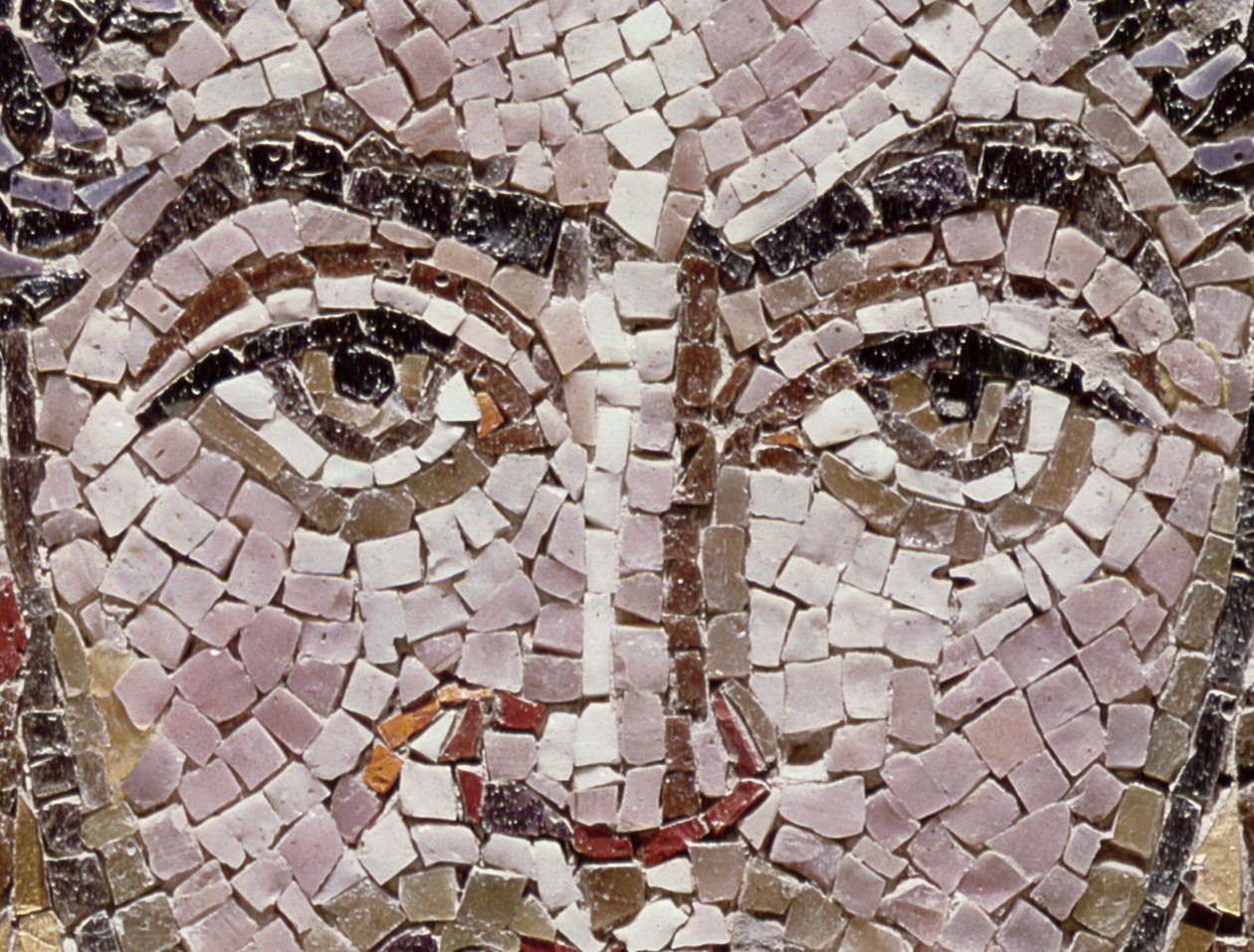 Kejser Justinian I (483-565) ca. 547 e.Kr. (mosaik) (detaljer fra 140283) af Byzantine School
