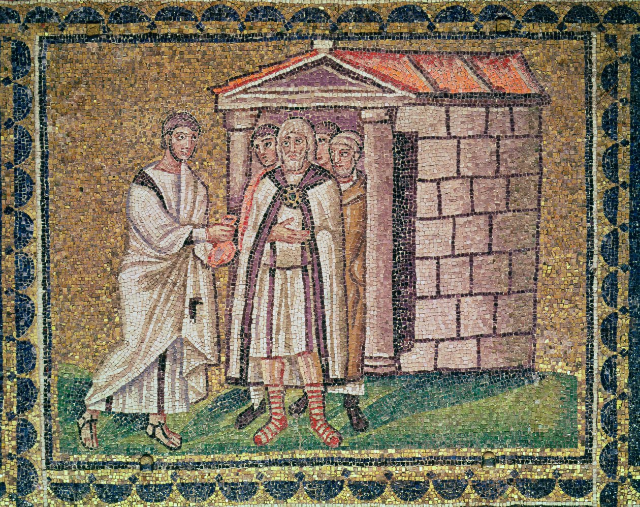 Judas omvender sig, scener fra Kristi liv (mosaik) af Byzantine School