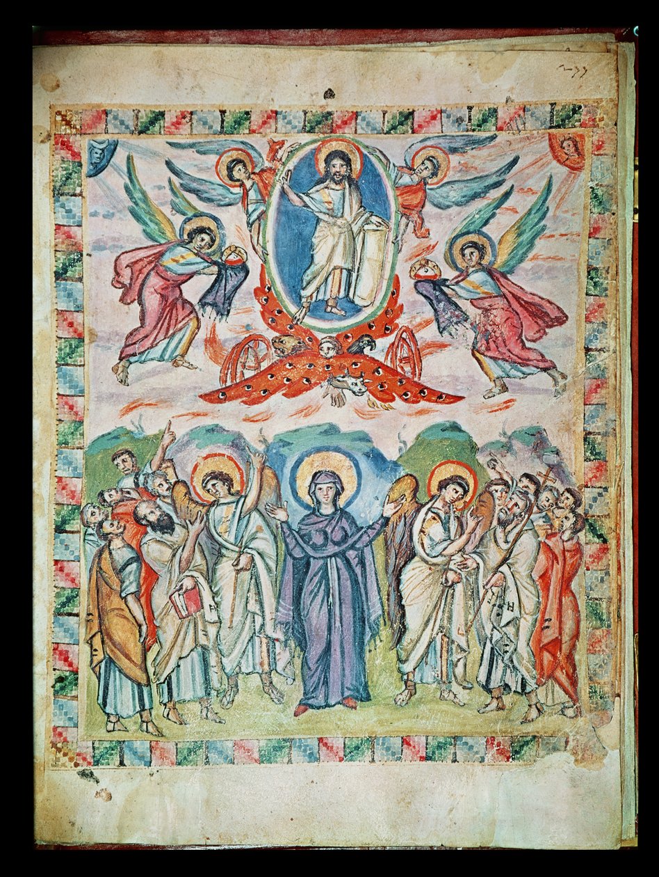 Ms Plt 1 56 The Ascension, fra Rabula-evangelierne, 586 AD af Byzantine School