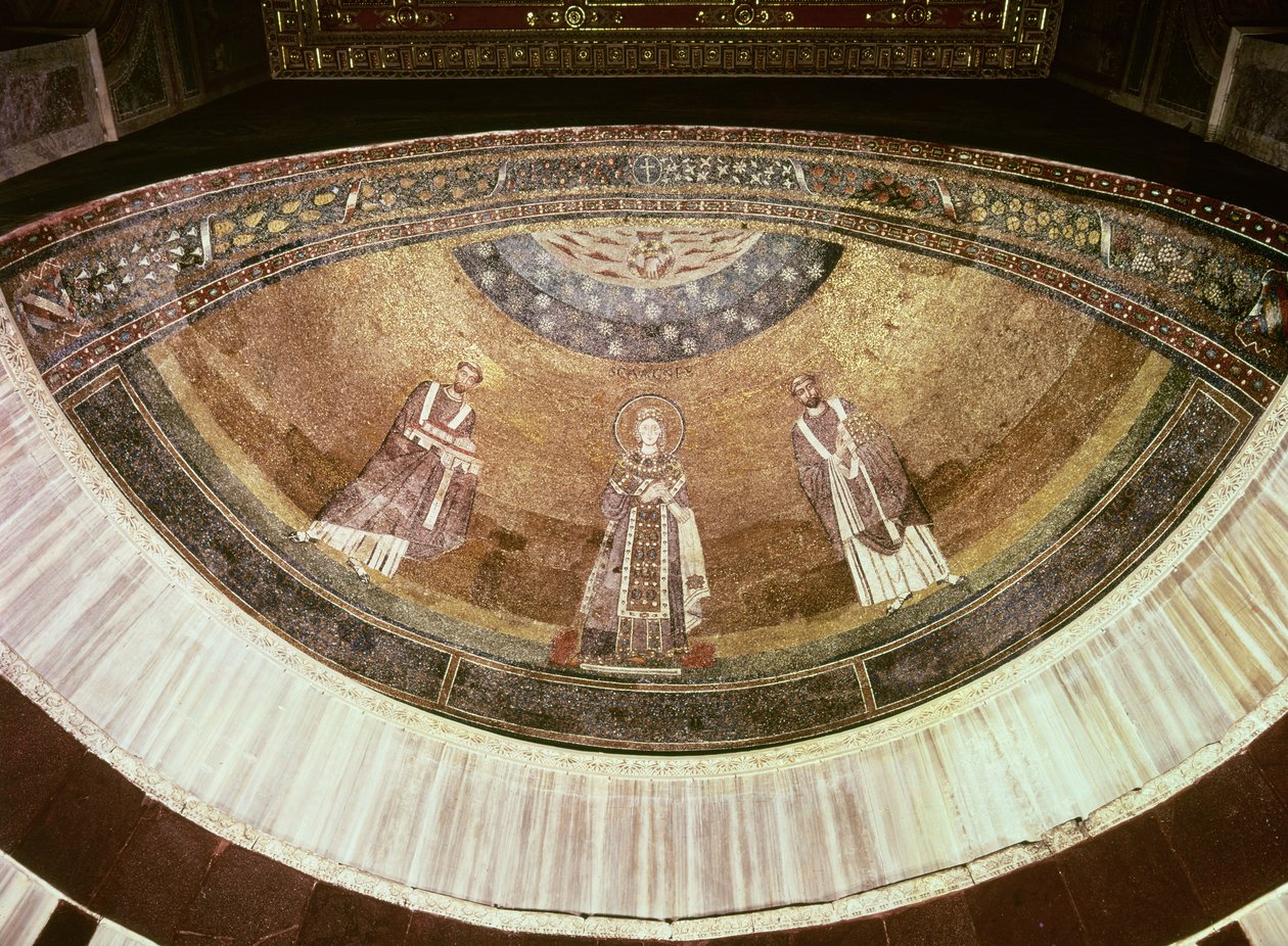 Sankt Agnes mellem to paver, fra apsis, 625-36 (mosaik) af Byzantine School
