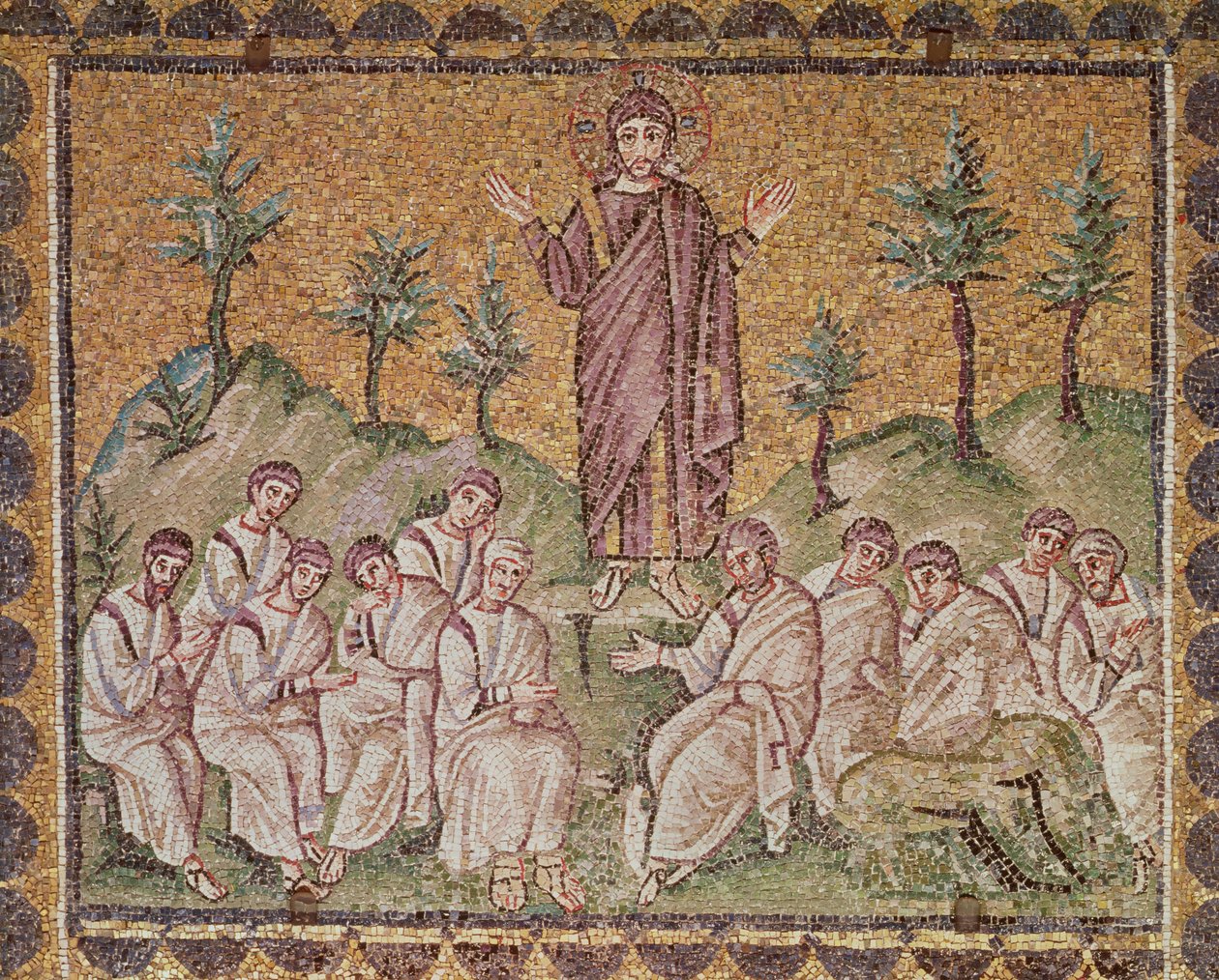 Bjergprædiken, scener fra Kristi liv (mosaik) af Byzantine School