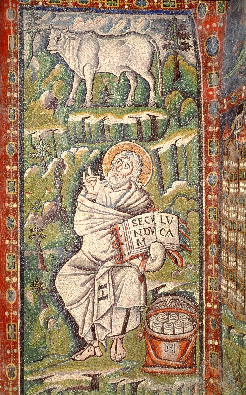 Evangelisten St. Lukas (mosaik) af Byzantine School
