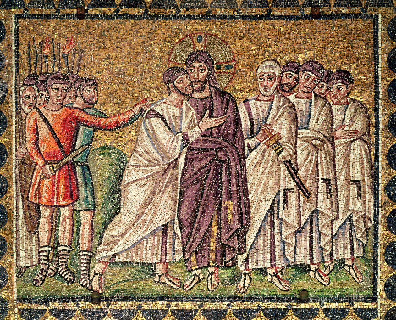 Judas kys, scener fra Kristi liv (mosaik) af Byzantine School