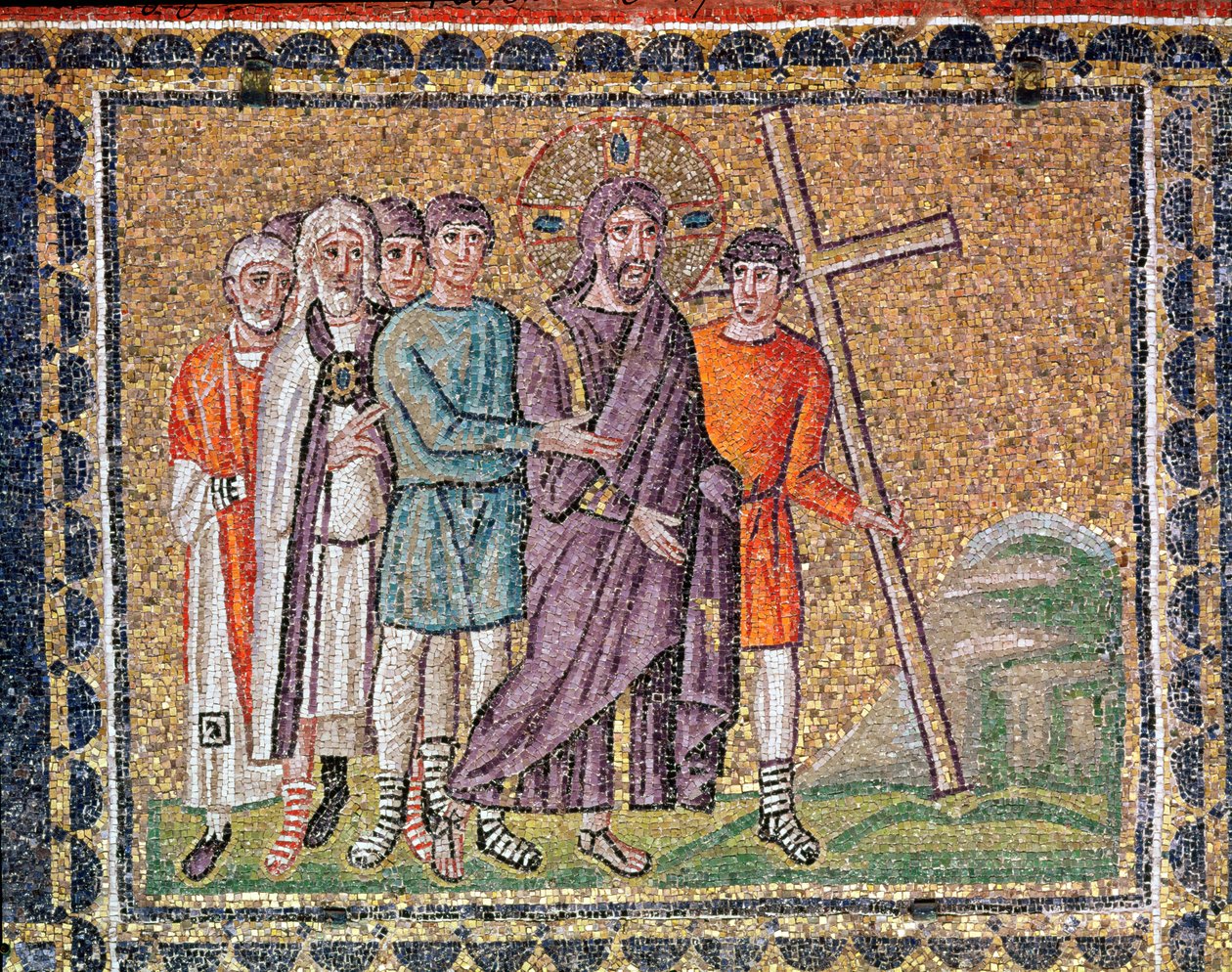 Vejen til Golgata, scener fra Kristi liv (mosaik) af Byzantine School