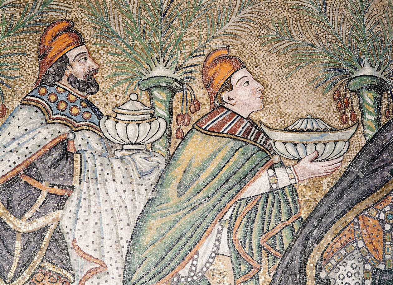 To Magi (mosaik) (detalje af 322564) af Byzantine School