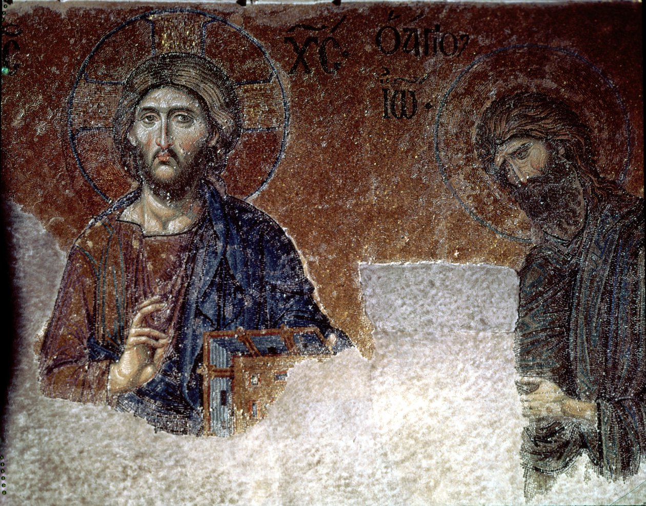 Kristus og Johannes Døberen i Hagia Sophia (mosaik) af Byzantine