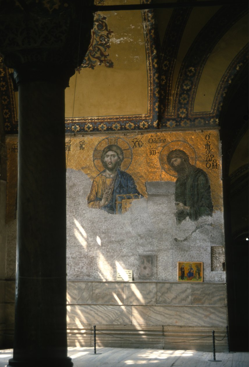 Kristus og Johannes Døberen i Hagia Sophia (mosaik) af Byzantine