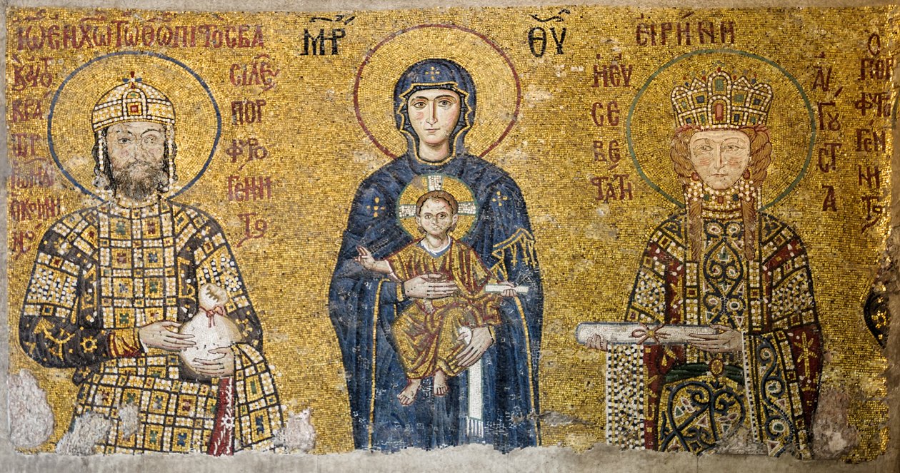 Comnenus mosaik forestillende Madonna og barn, Hagia Sophia, Tyrkiet. (mosaik) af Byzantine