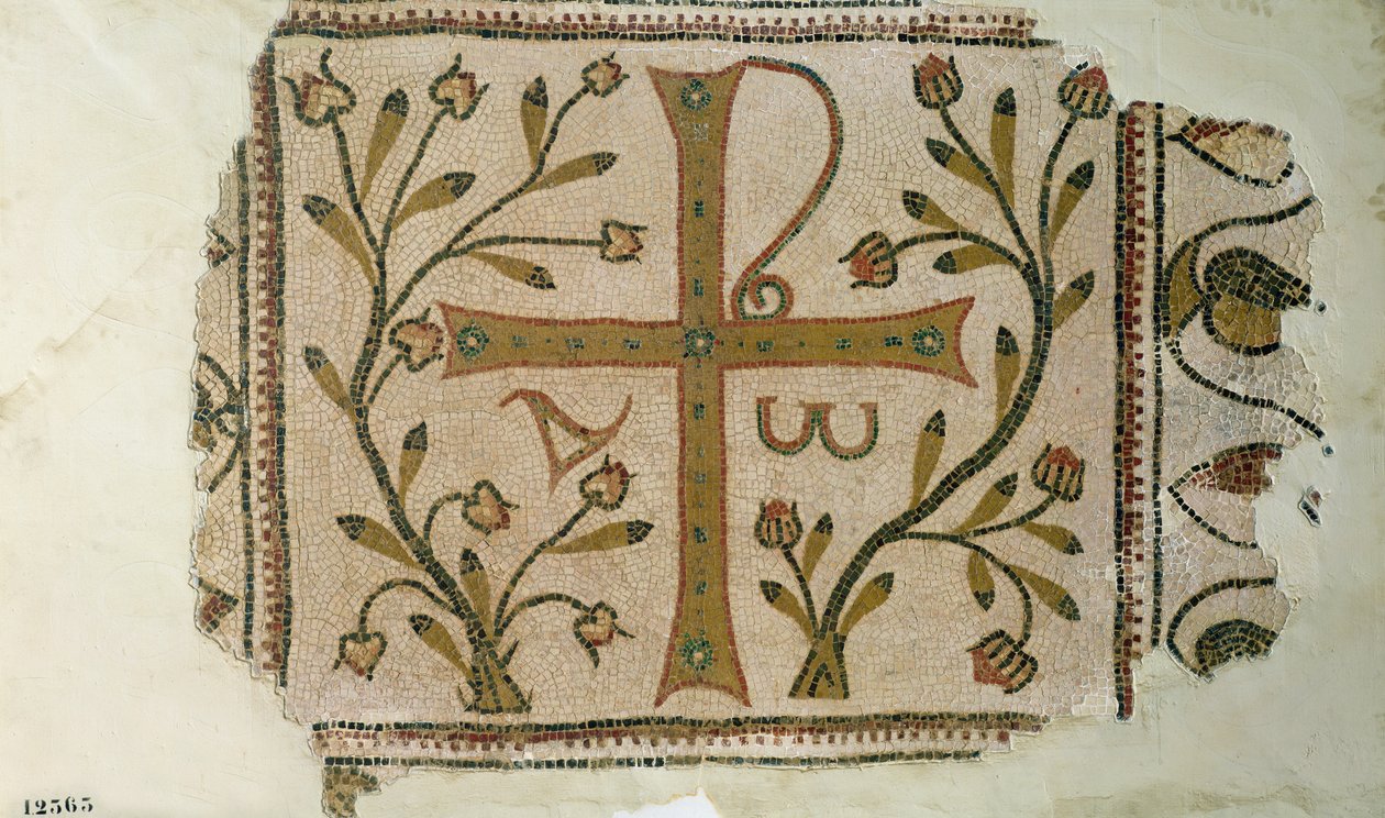 Kors af Sbeitla, fra basilikaen Henchir Ali Ben Rzal, Tunesien, 5.-6. århundrede (mosaik) af Byzantine