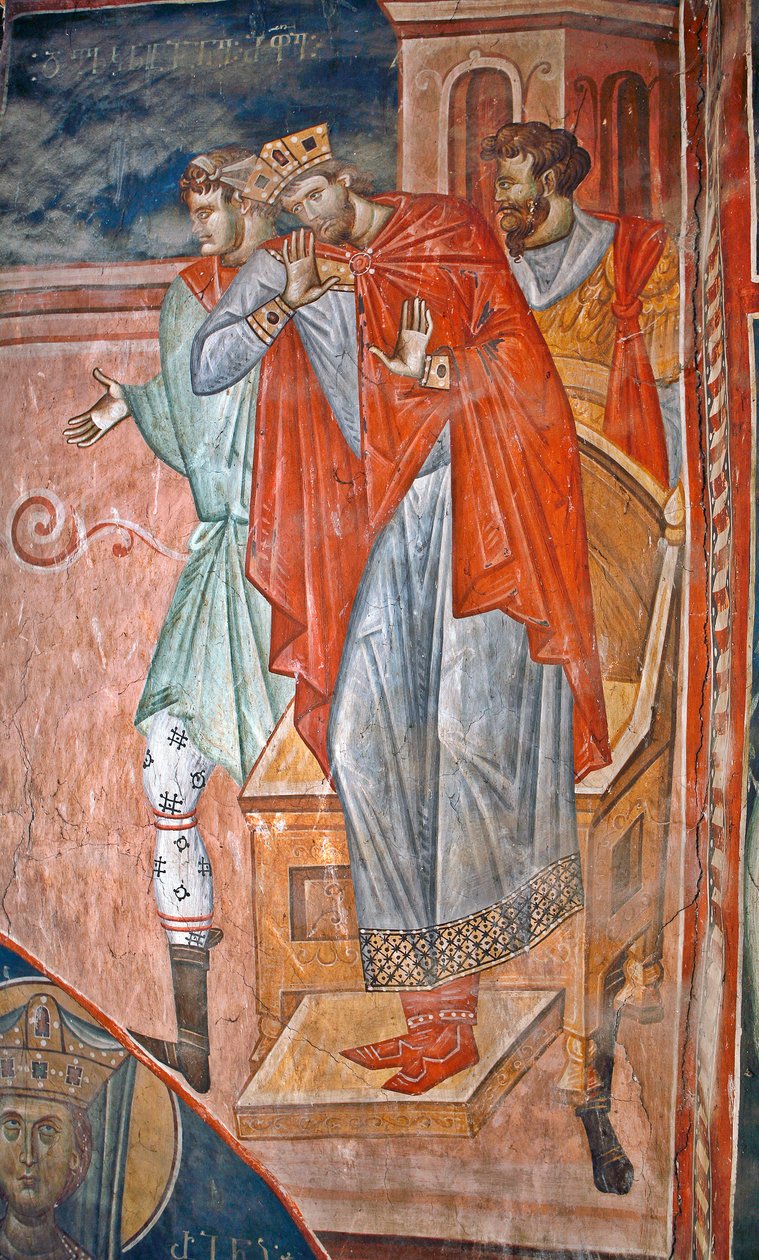 Diocletian (Diocletien, 244-311)- Peinture de Damiane (aktivt 14. århundrede) - 14. århundrede - Fresco - Saint George