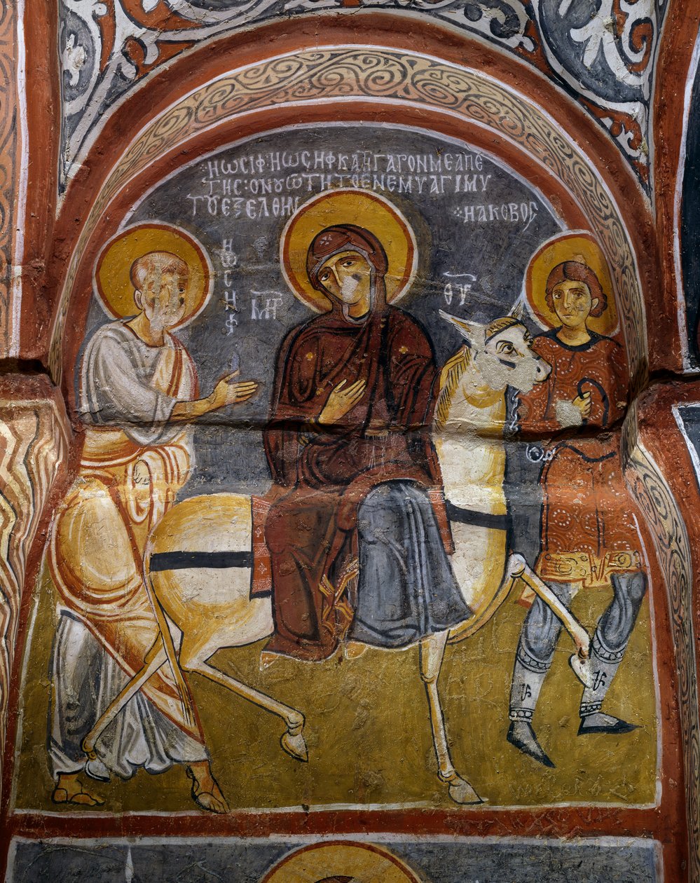 Flyvning til Egypten, byzantinsk fresco (12. århundrede), Karanlik Kilise (Dark Church) (12.-13. århundrede), Goreme (Unescos verdensarvsliste) af Byzantine