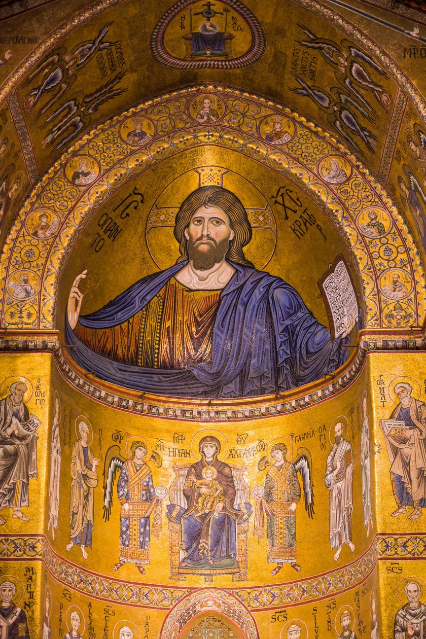 Billede af Jesus, Santa Maria Nuova-katedralen, Monreale, Sicilien, Italien, Europa af Byzantine