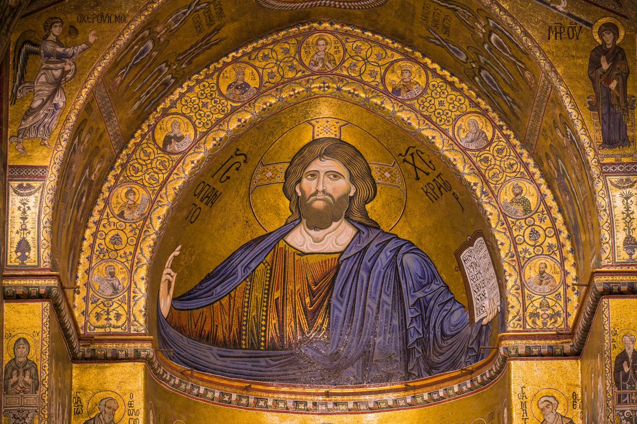 Billede af Jesus, Santa Maria Nuova-katedralen, Monreale, Sicilien, Italien, Europa af Byzantine