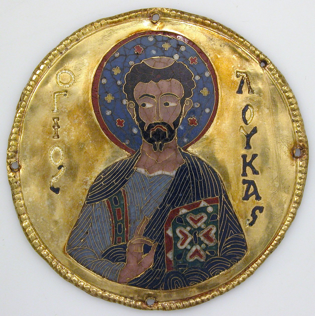 Medaljon med Sankt Lukas fra en ikonramme, ca. 1100 (guld, sølv og emalje cloisonné) af Byzantine