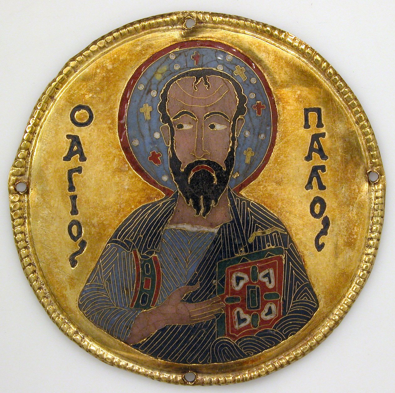 Medaljon med Saint Paul fra en ikonramme, ca. 1100 (guld, sølv og emalje cloisonné) af Byzantine