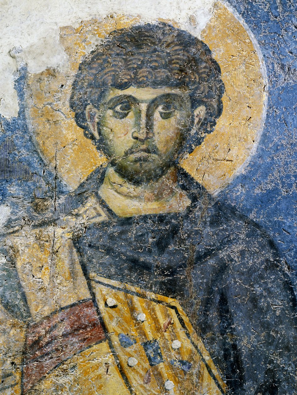 Mercurius af Cæsarea, fragment af en fresko fra Sankt Maria af Konstantinopel (i dag Odalar-moskeen), Istanbul, Tyrkiet. Byzantinsk civilisation af Byzantine