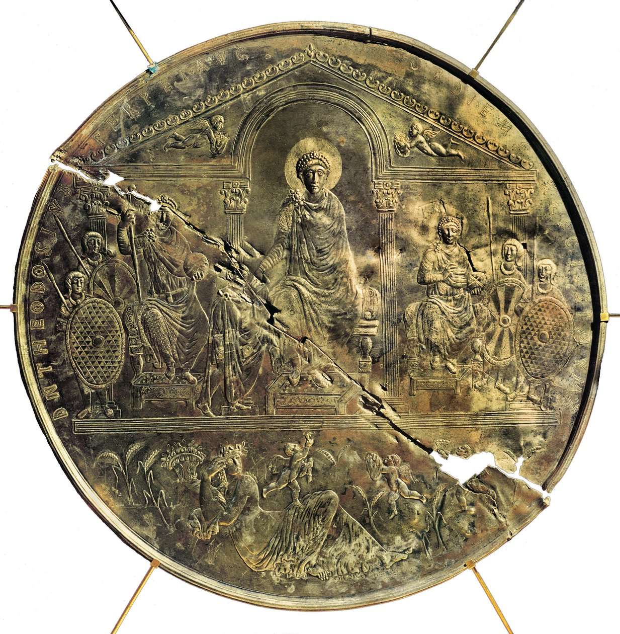 Missorium (stort sølvfad) af Theodosius I (346-395), 4. århundrede e.Kr. (sølv) af Byzantine