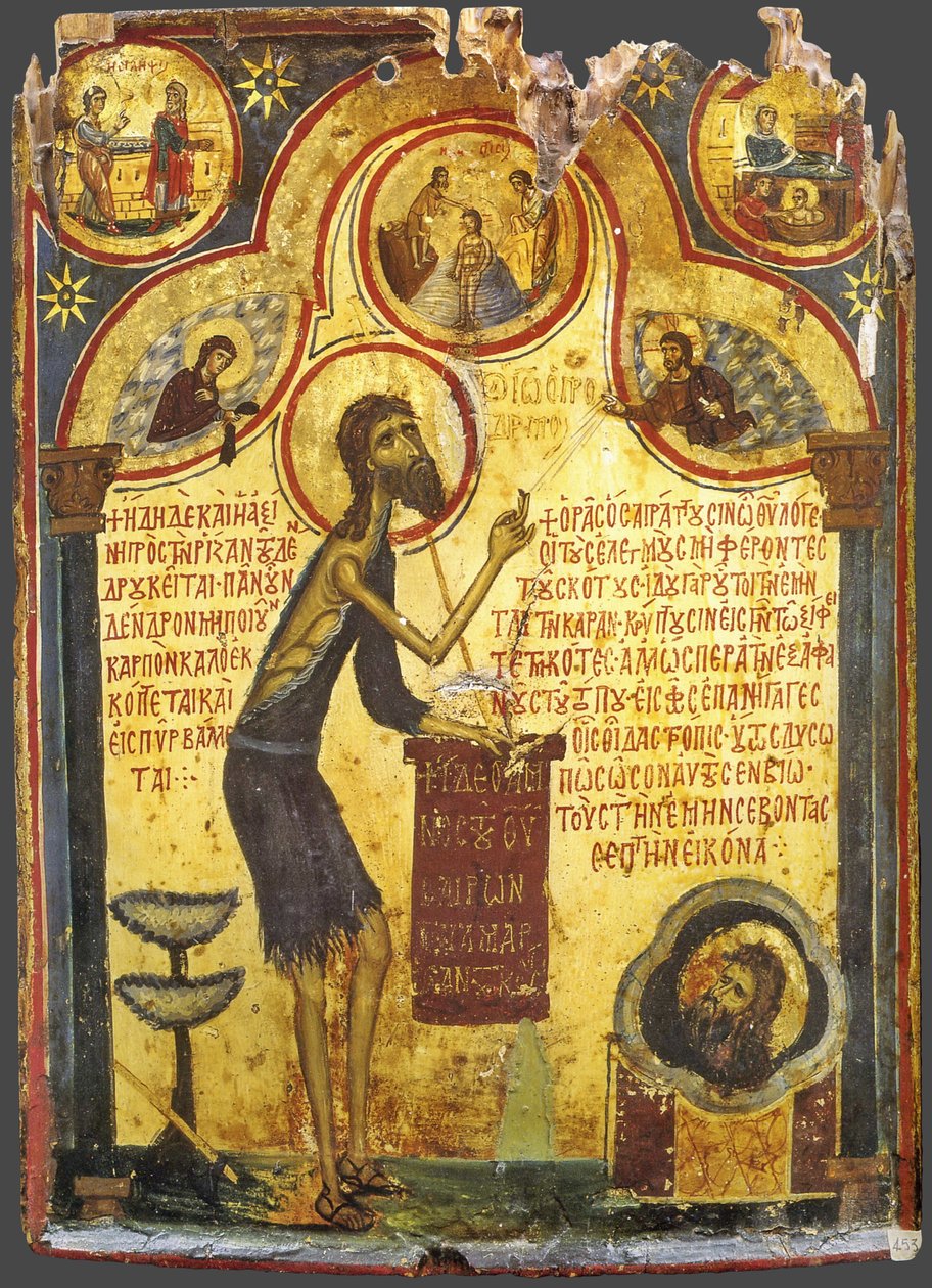 Sankt Johannes Forløberen med scener fra hans liv, 1200-tallet af Byzantine