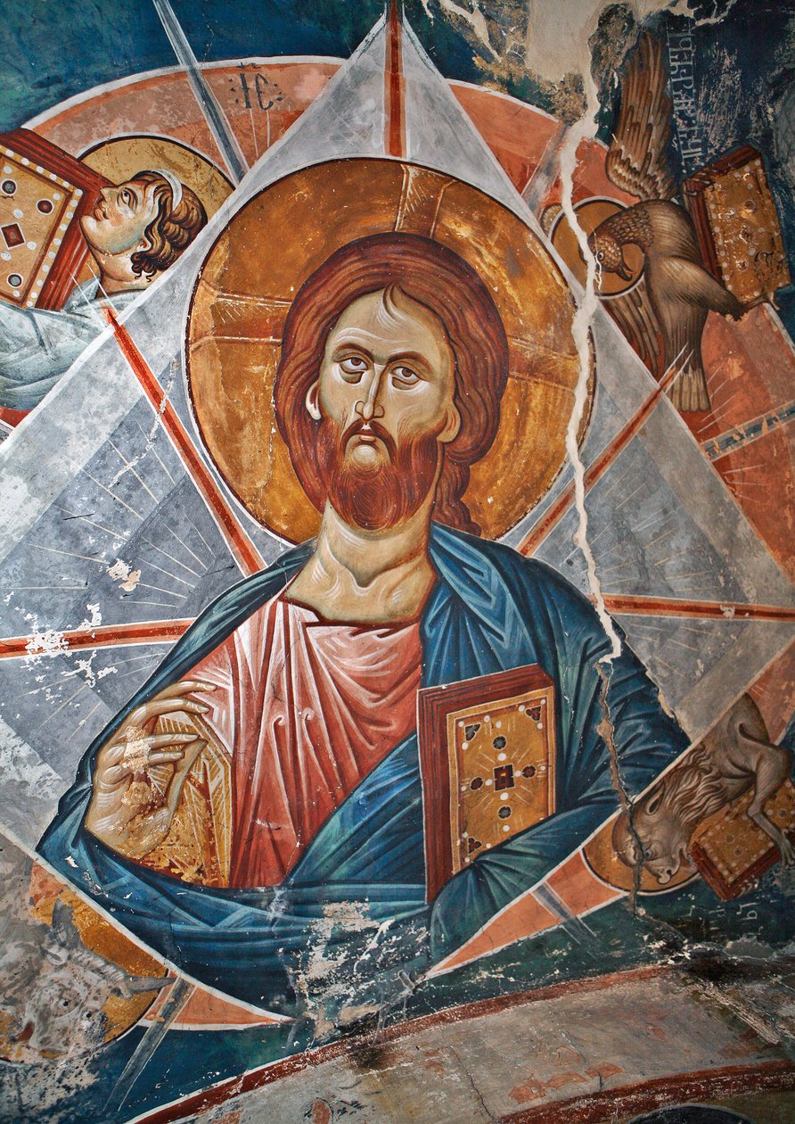 Salvator Mundi (Verdens Frelser) - Peinture de Damiane (aktivt 14. århundrede) - 14. århundrede - Fresco - Saint George