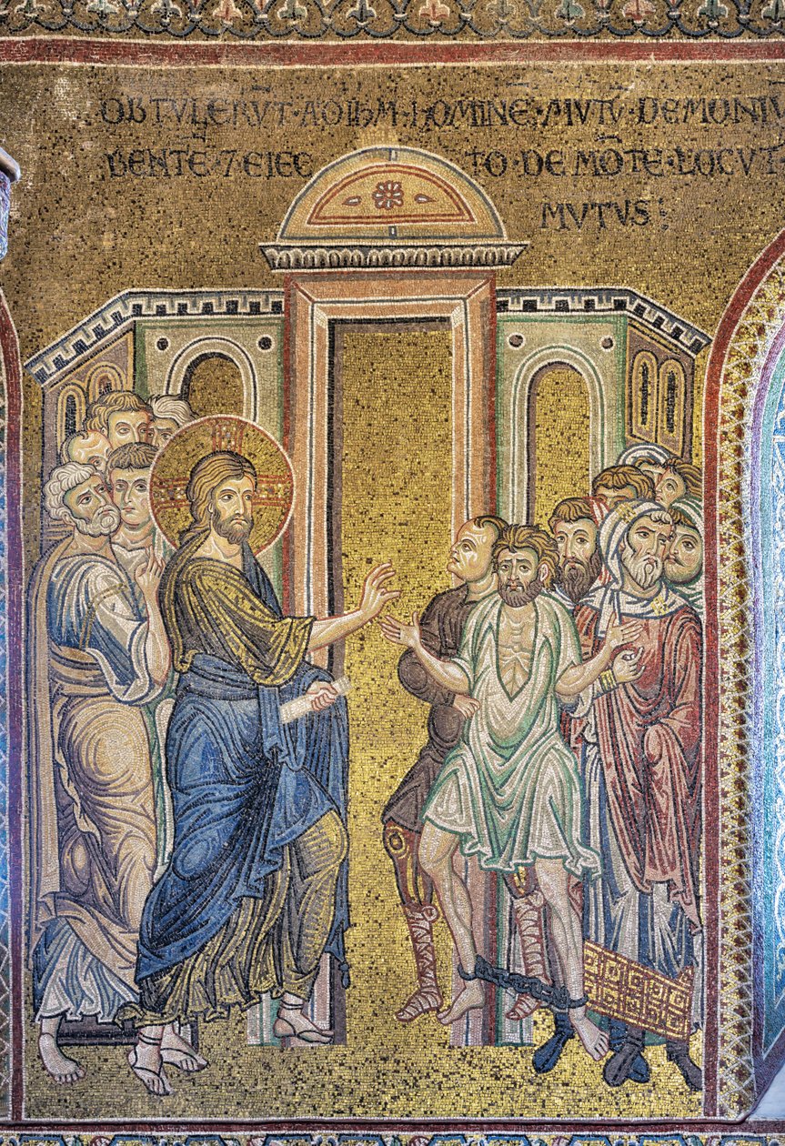 Miraklet af helbredelsen af den besatte, byzantinske mosaik, episoder fra Kristi liv, XII-XIII århundreder (mosaik) af Byzantine