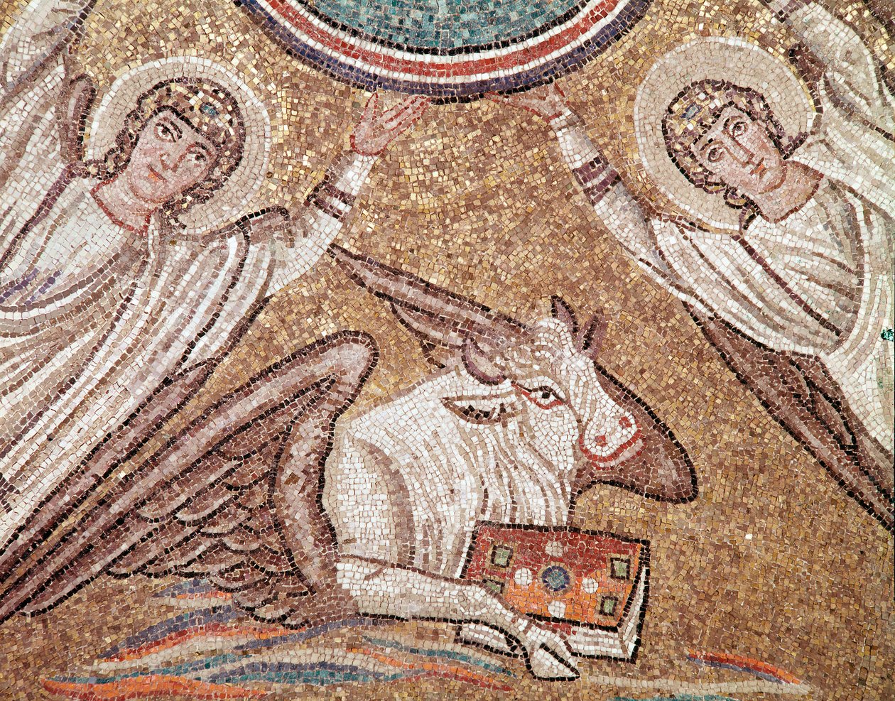 Kalven, symbol på evangelisten Lukas (detalje af mosaik, 494-519) af Byzantine