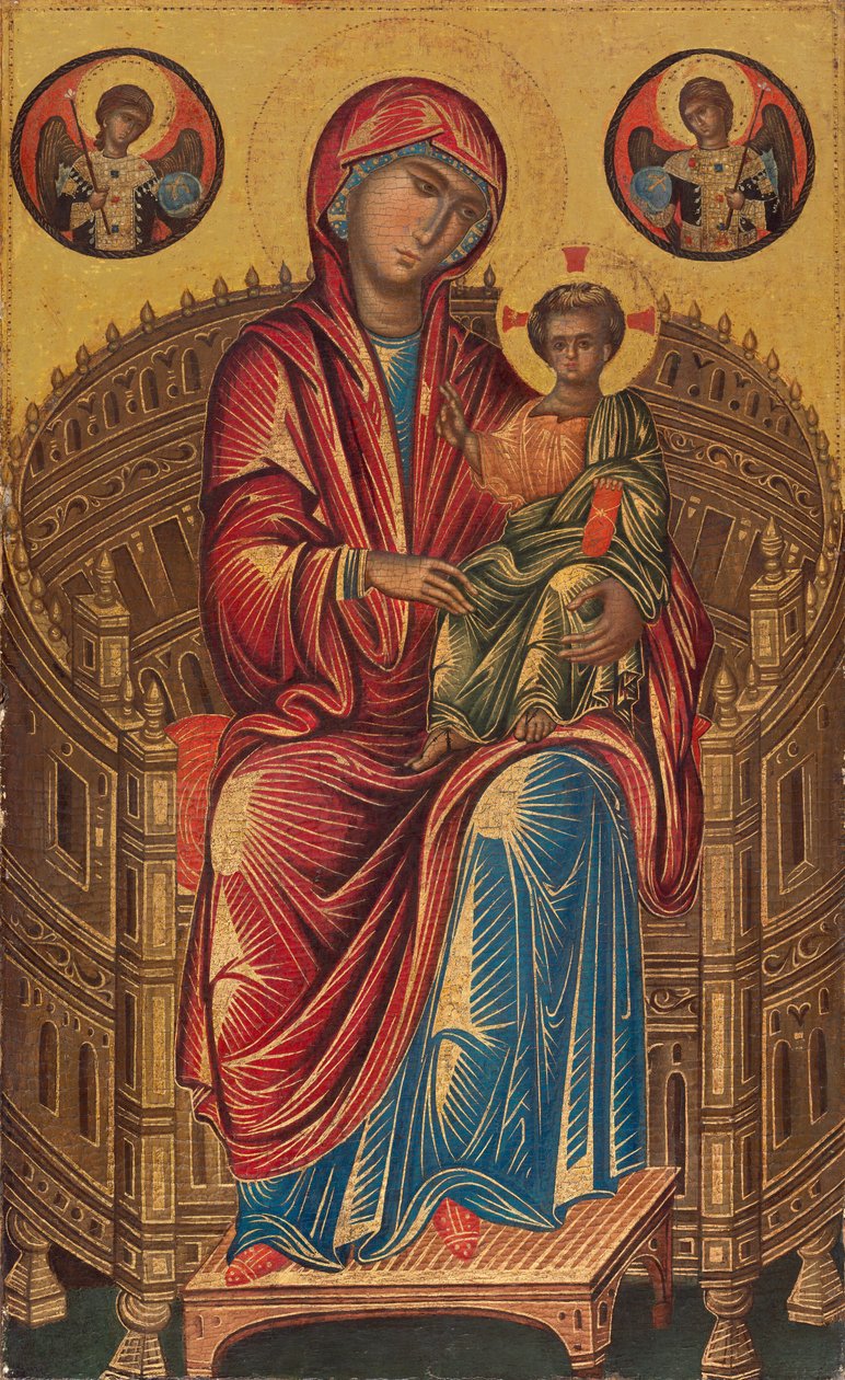 Madonna og barn på en buet trone af Byzantine 13th Century