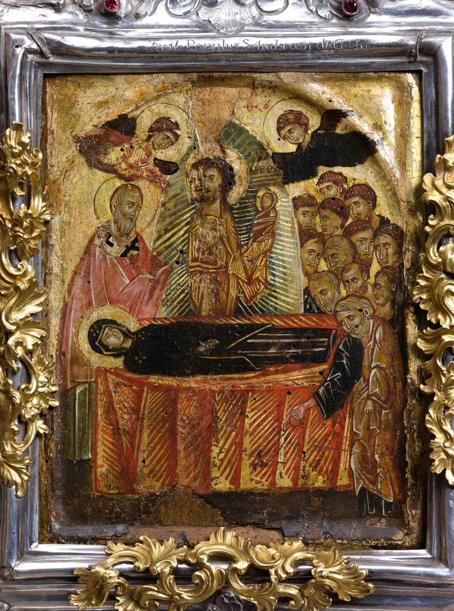 Græsk-byzantinsk ikon af Jomfru Marias Himmelfart eller Hvile, før det 11. århundrede (maleri på poppeltræ) af Byzantine Byzantine
