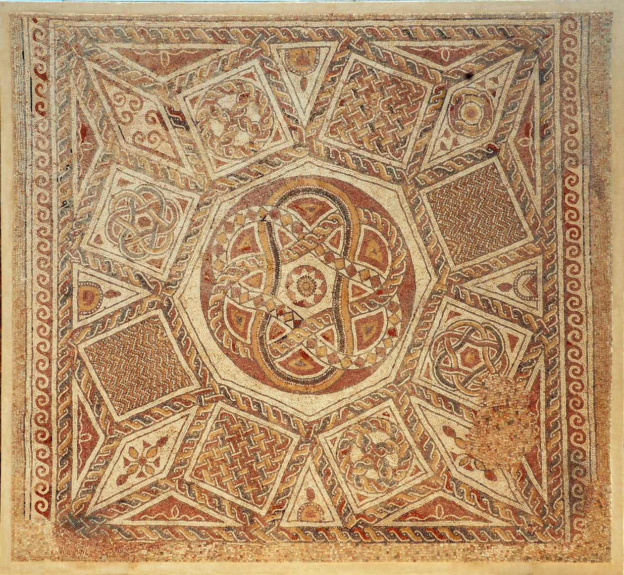 Mosaikgulv fra det byzantinske kloster i Deir Qala-fæstningen, 6. århundrede e.Kr. (mosaik) af Byzantine Byzantine