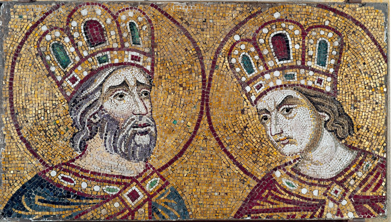 Den romerske kejser Konstantin I, med Sankt Helene, hans mor (mosaik detalje) af Byzantine Byzantine