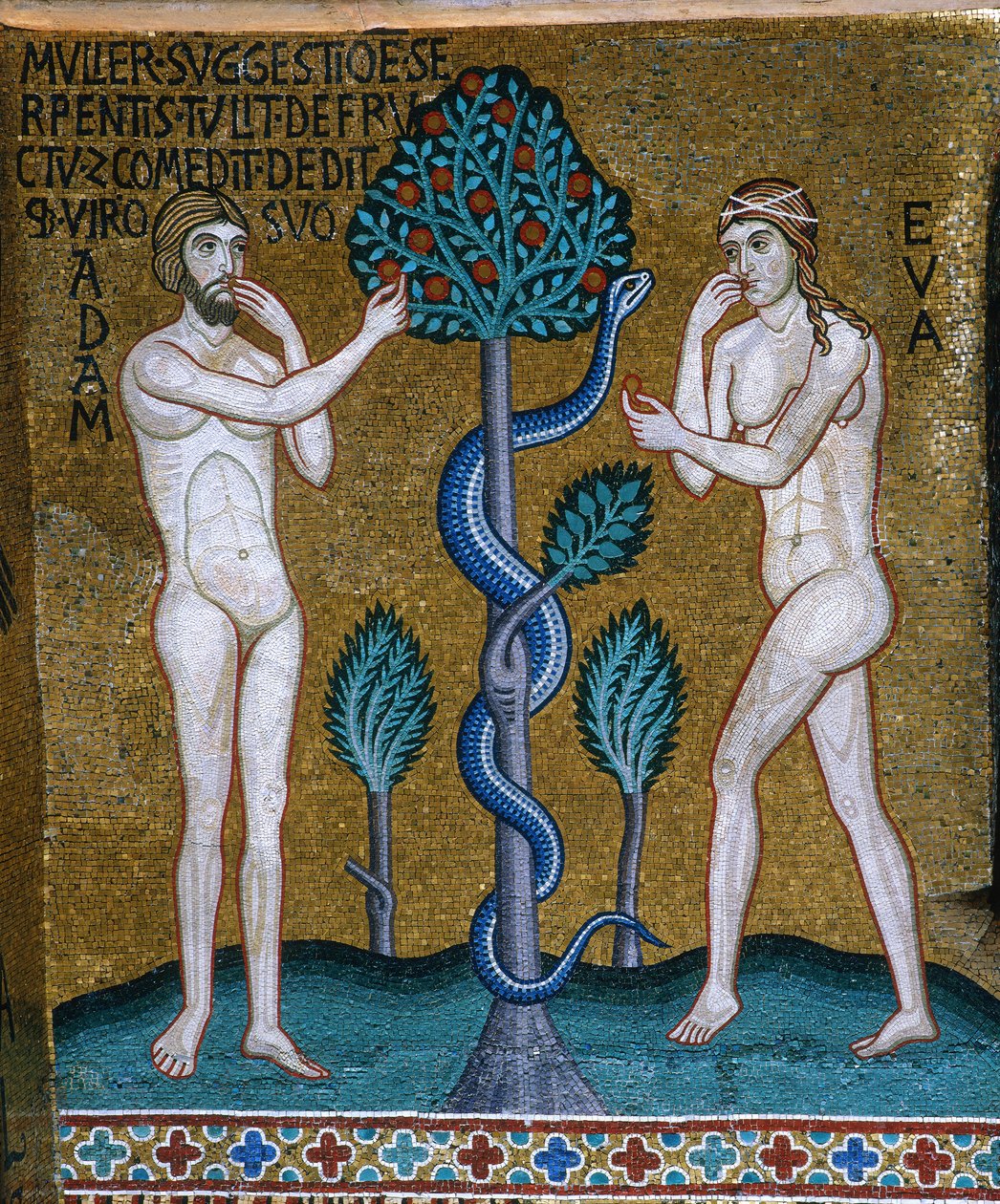 Adam og Eva. Syndefaldet, 1140-1170. af Byzantine Master.