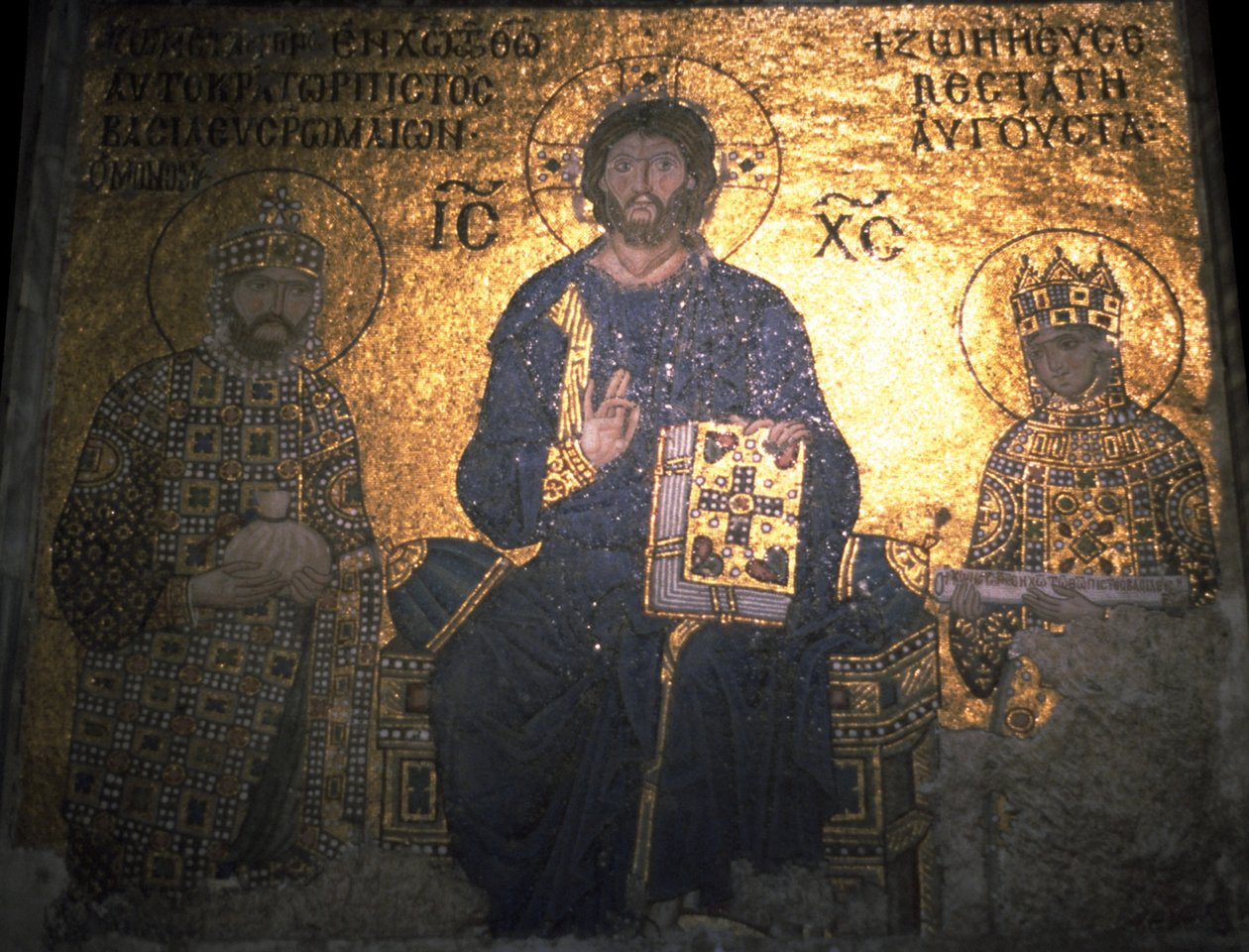 Kristus pantokrator mellem kejser Konstantin IX Monomachus og kejserinde Zoe, ca 1020 af Byzantine Byzantine