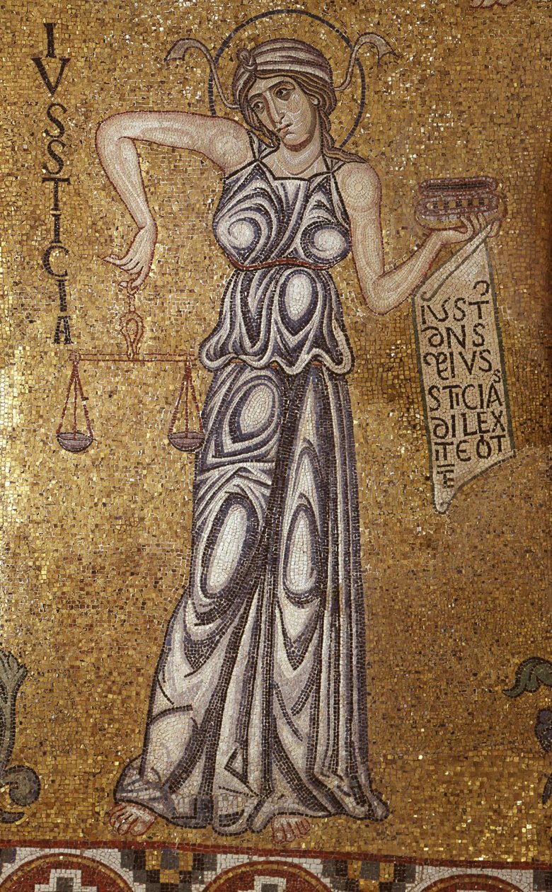 Retfærdighedsdetalje af indvendige mosaikker i St. Marks-basilikaen, 1100-tallet af Byzantine Byzantine