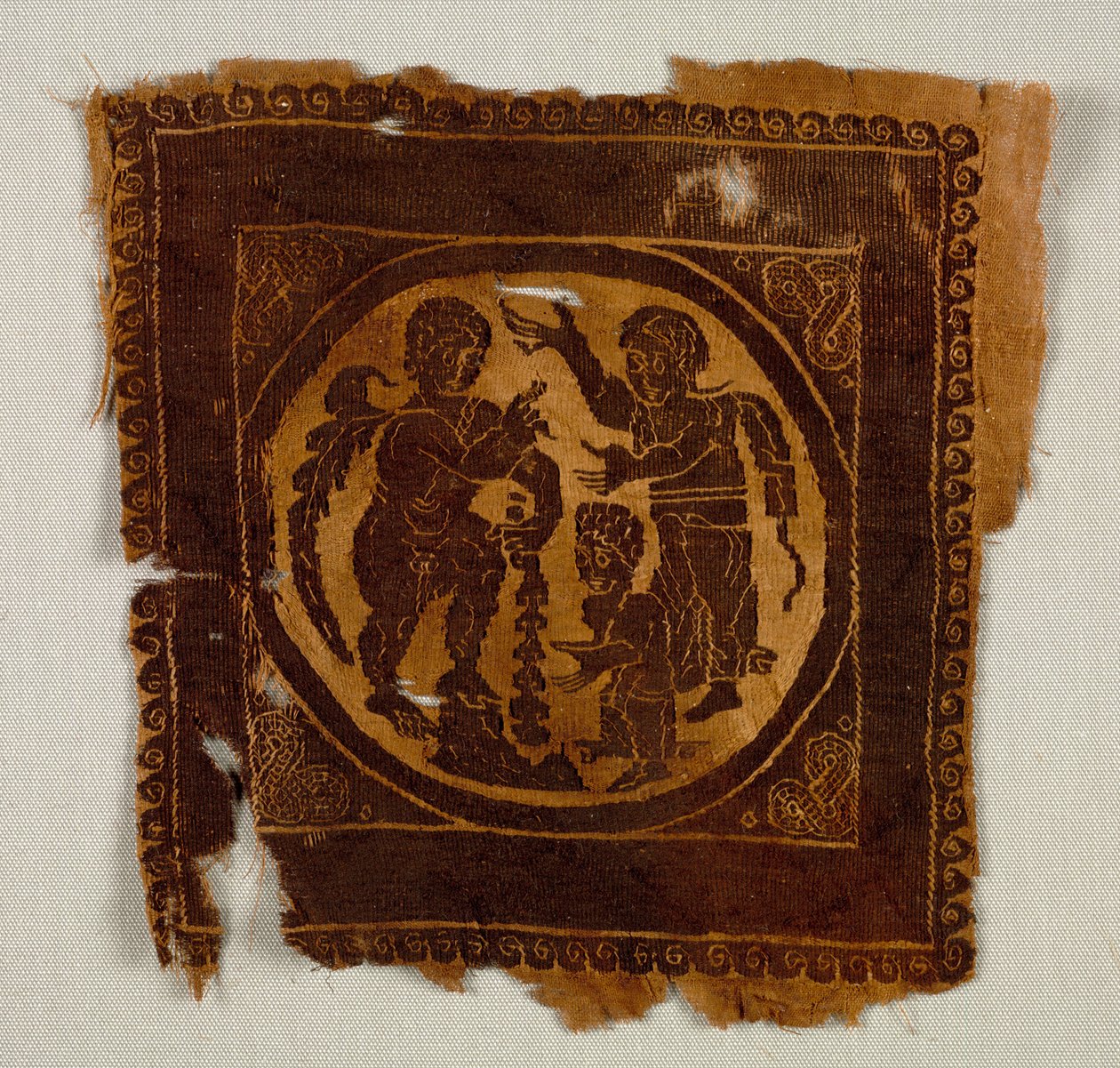 Ornamental Square from a Tunic, 400s (tæppevævning med supplerende skudindpakning, ufarvet hør og farvet uld) af Byzantine Period Egyptian