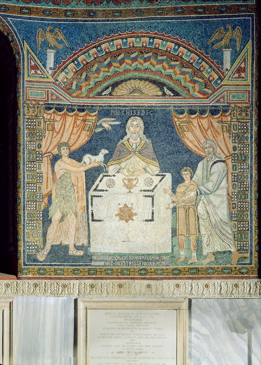 Abraham, Isak og Melkisedek (mosaik) af Byzantine School